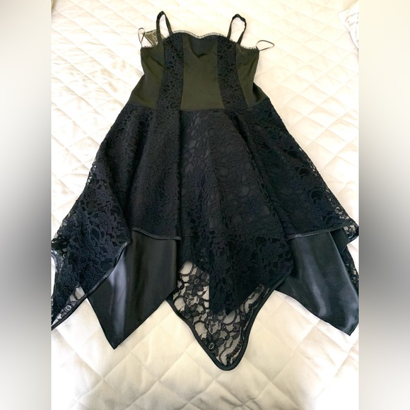 Laughing Vampire gothic satin & floral lace prom dress deadstock 90’s vintage M - Picture 5 of 16